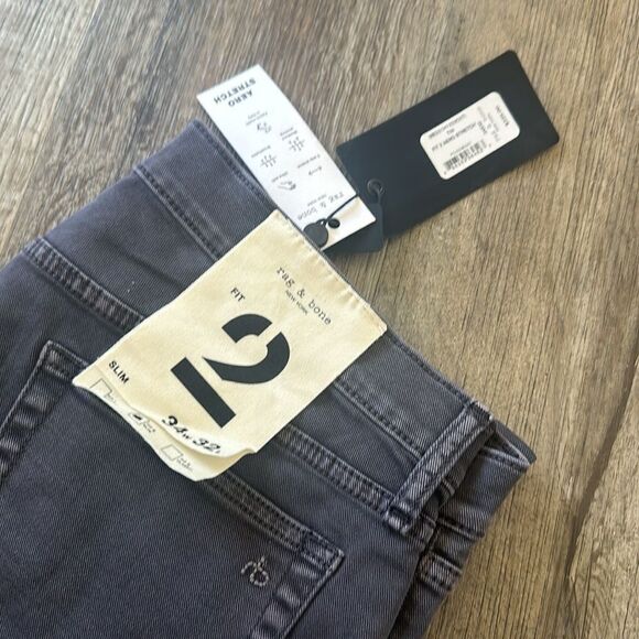 Rag & Bone Fit 2 - Black Slim Fit Black Authentic Stretch Jean Size 34X32 - Picture 4 of 5